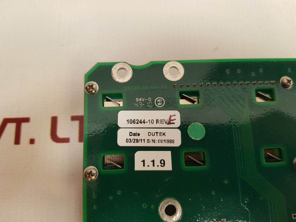 Dutek 106243-00 Rev 03 Pcb Card 106244-10 Rev E