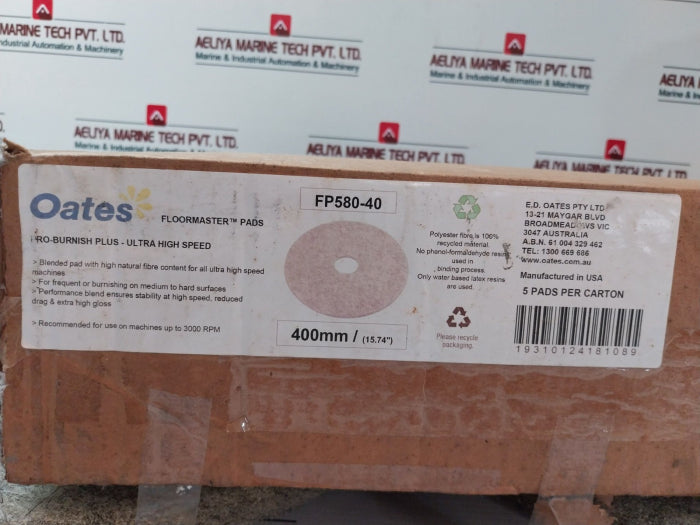 E.D. Oates Fp580-40 Floormaster Pads 400Mm/ (15.74”)