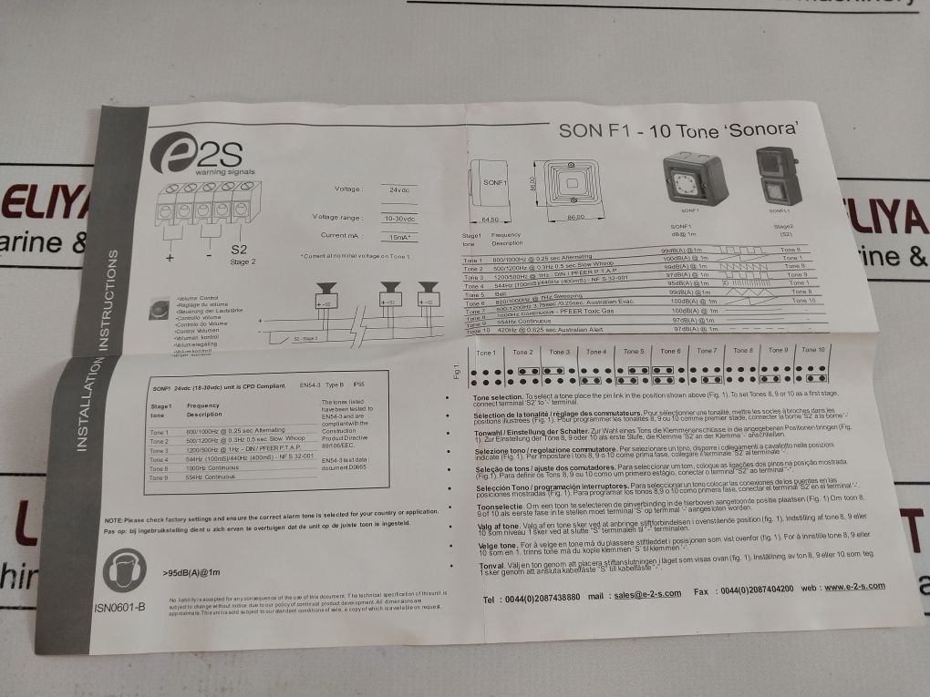 E2S Sonfl1 Warning Signal Sonfl101R 24Vdc