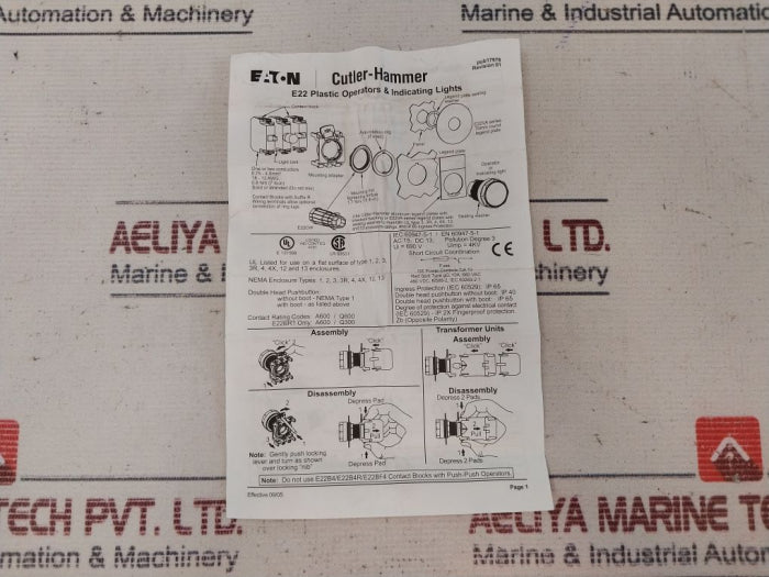 Eaton E22P5 Pushbutton Switch 690V