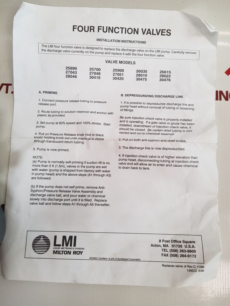 Lmi 25697 Metering Pump Head - Aeliya Marine Tech