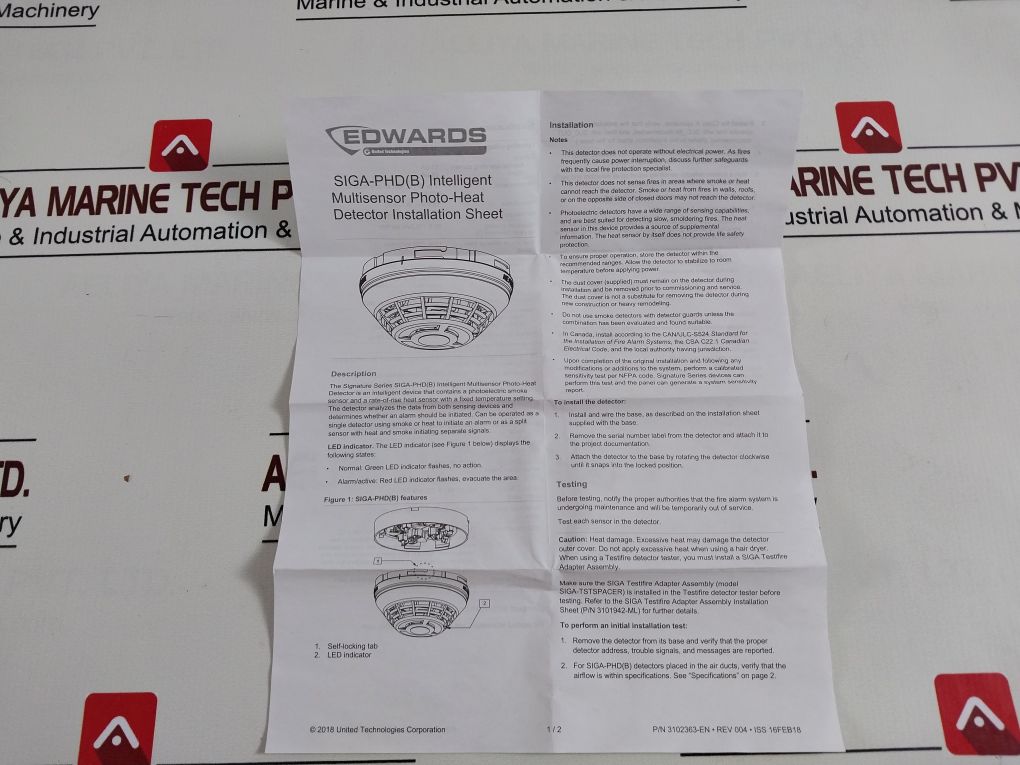 Edwards Siga-phd Intelligent Multisensor Photo-heat Detector Free Shipping