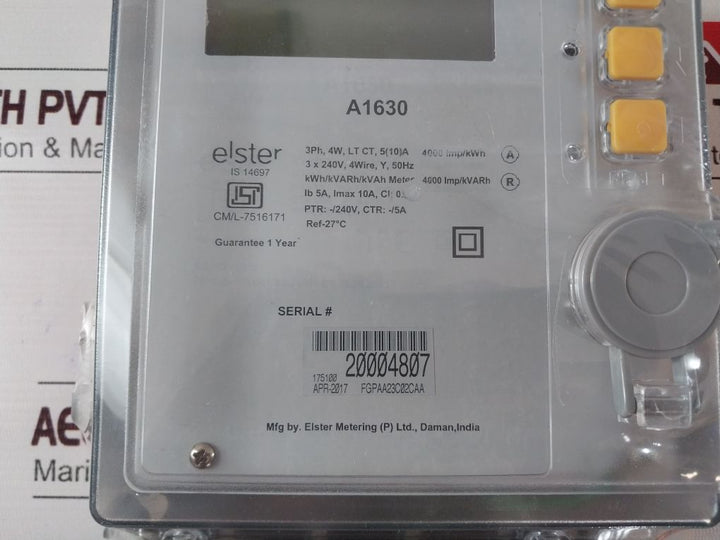 Elster A1630 Digital Kwh/Kvarh/Kvah Meter 3Ph, 4W, Lt Ct, 5(10)A, Fgpaa23C02Caa