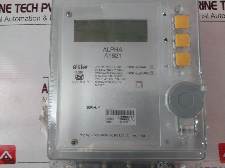 Elster Alpha A1621 Kwh/Kvarh/Kvah Meter, 3Ph, 4W, Ht Ct, 5(10)A