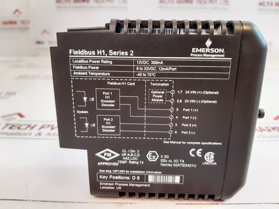 Emerson Kj3242X1-ba1 Fieldbus H1, Series 2 12P2471X052 Rev: F 12Vdc, 300Ma
