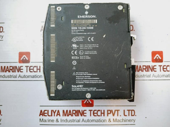 Emerson Sdn 10-24100D Din Rail Power Supply Ac 100-240V, Dc 24-28V 10 Amp E61379