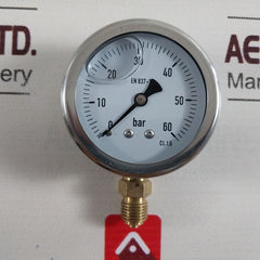 En 837-1 Pressure Gauge Cl. 1.6 0-60 Bar 1/4" Bsp