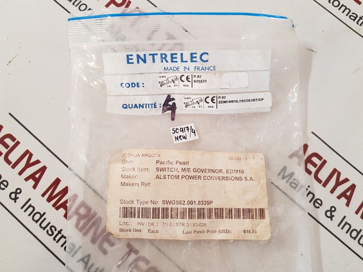 Entrelec EDM10/01/L/102/2A1/ST/CP Switch M/E Governer EDM10