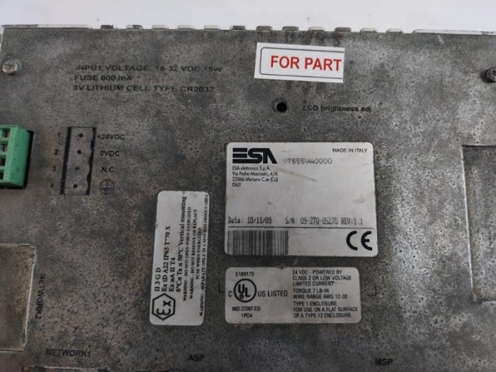 Esa Vt555Wa0000 Operator Interface Panel 18-32 Vdc 15W