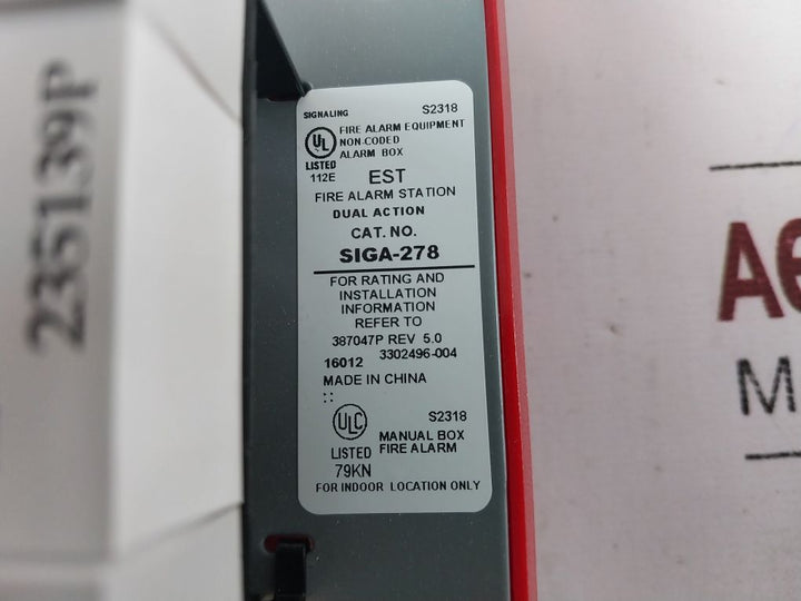 Est Siga-278 Manual Pull Red Fire Alarm Station 235139P