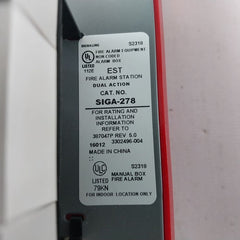 Est Siga-278 Manual Pull Red Fire Alarm Station 235139P