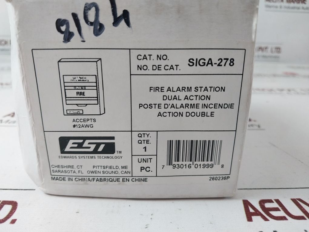 Est Siga-278 Manual Pull Red Fire Alarm Station 235139P