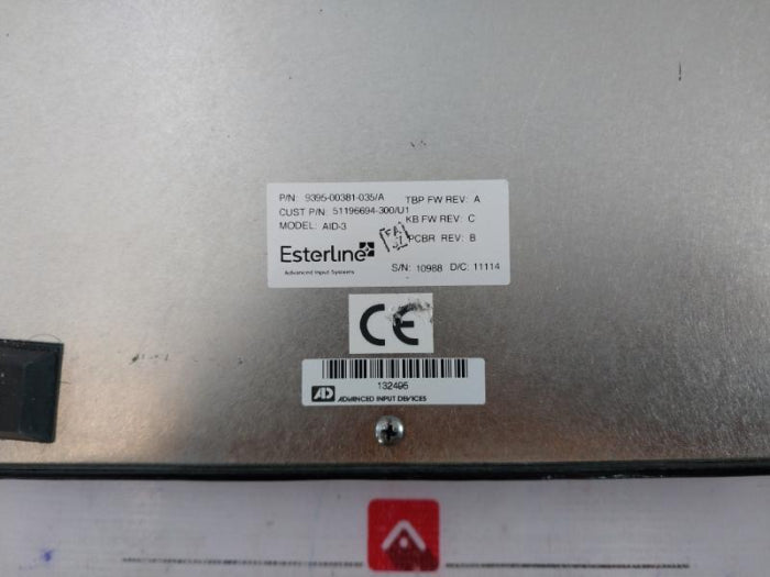 Esterline Aid-3 Industrial Keyboard 9395-00381-035/A,51196694-300/U1