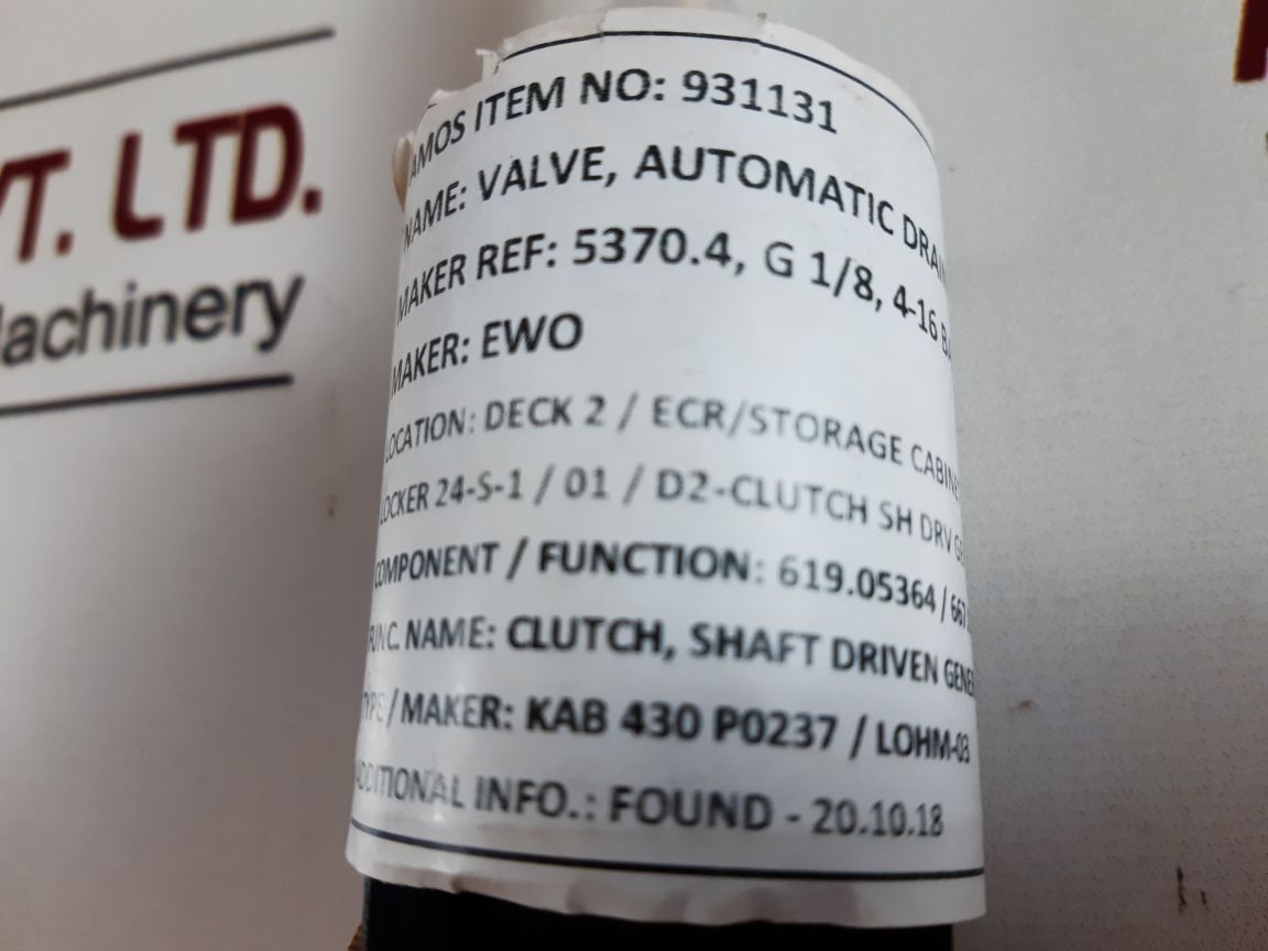 Ewo 5370.4 Condensate Auto Drain Valve