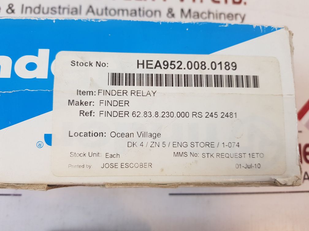 Finder 62.83.8.230.0000 Power Relay 16A 250V
