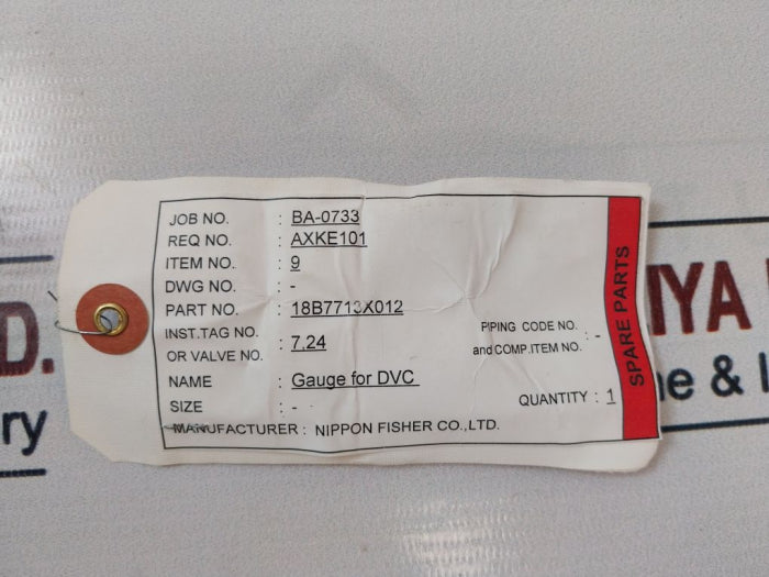 Fisher 18b7713x012 Press Gauge 0-160psi