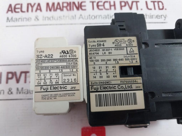 Fuji Electric Sh-4 Auxiliary Relay 2A2B 100V 50/60Hz 10A A600 Q300, F07666034C