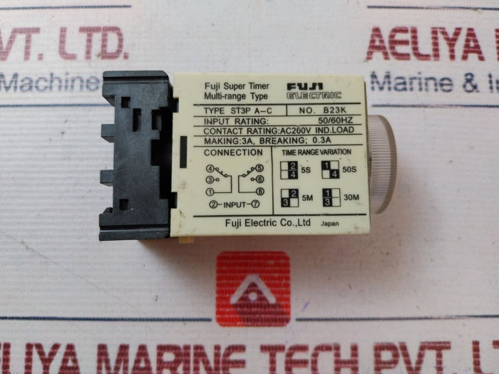 Fuji Electric St3P A-c Multi-range Super Timer With Base 0-50 Sec 50/60 Hz