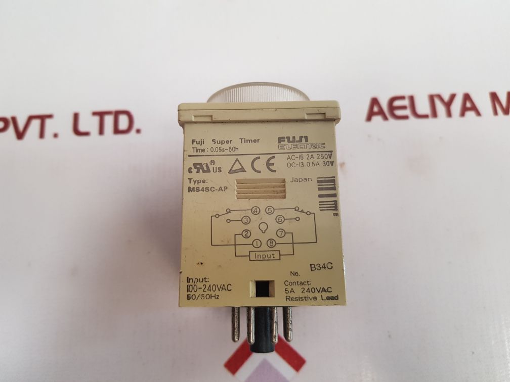 Fuji Ms4Sc-ap Time Delay Relay 100-240Vac 50/60Hz 5A 240Vac