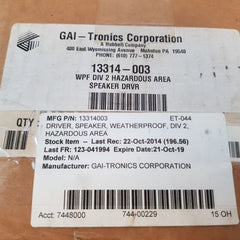 Gai-tronics 13314-003 Horn Driver 30 Watts Et-044 5 Oh 70V Xfmr