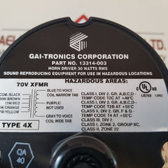 Gai-tronics 13314-003 Horn Driver 30 Watts Et-044 5 Oh 70V Xfmr