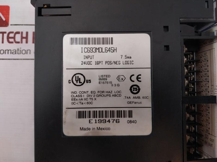 Ge Fanuc Ic693Mdl645H Input Module 16 Point Positive/Negative Logic 24 Vdc