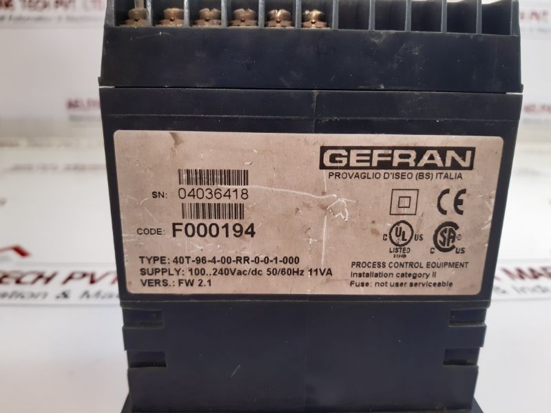 Gefran 40T-96-4-00-rr-0-0-1-000 Indicator/Alarm Unit Vers.: Fw 2.1