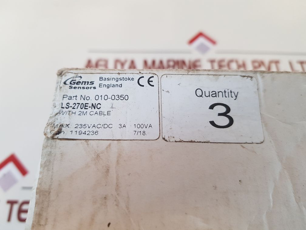 Gems Sensors 010-0350 Cable Mounting Level Switch 235Vac/Dc 3A 100Va