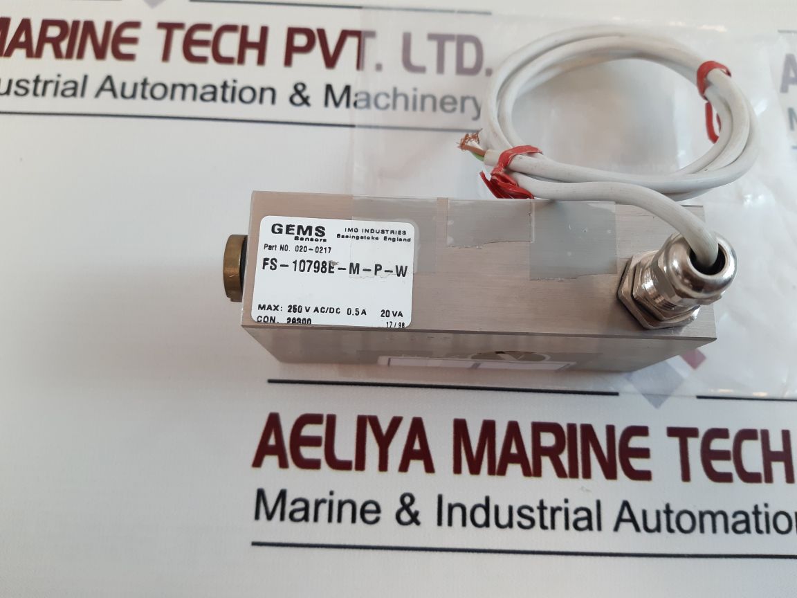 Gems Sensors Fs-10798E-m-p-w Flow Switch 020-0217