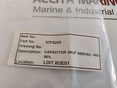 General Electric 97F8255 Capacitor 30Uf 600Vac