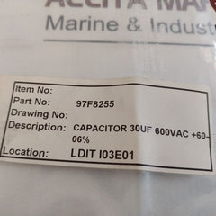 General Electric 97F8255 Capacitor 30Uf 600Vac