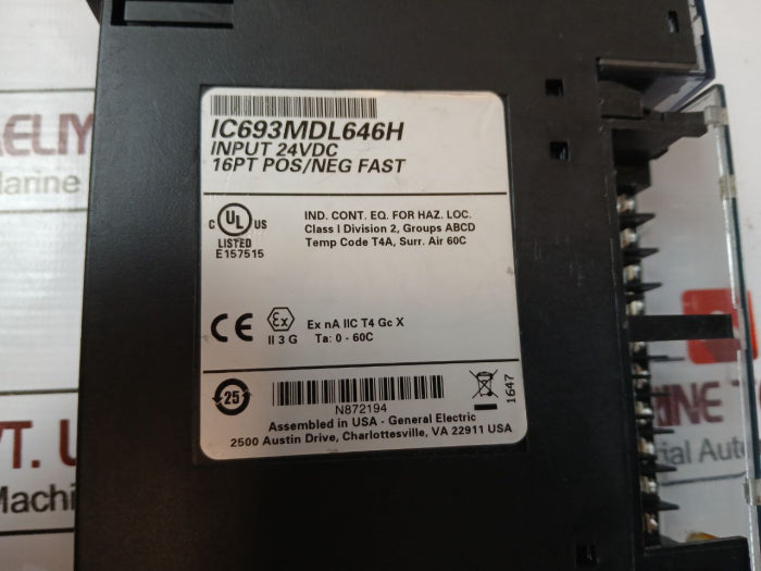 General Electric Ic693Mdl646H 16 Point Dc Voltage Input Module 24Vdc N872194