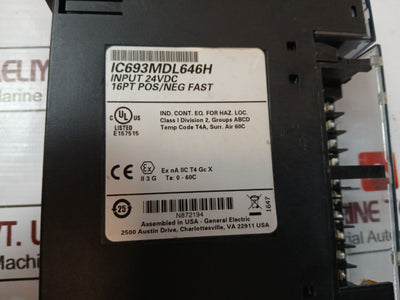 General Electric Ic693Mdl646H 16 Point Dc Voltage Input Module 24Vdc N872194
