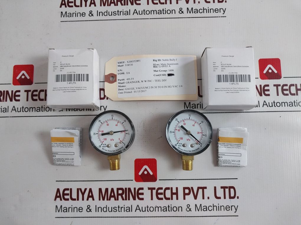 Lot of 2X Grainger 4FLT5 Pressure Gauge 30" TO 0" HG VAC