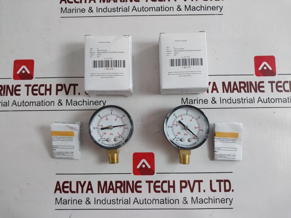 Lot of 2X Grainger 4FLT5 Pressure Gauge 30" TO 0" HG VAC