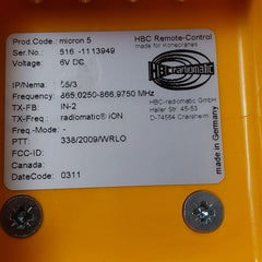 Hbc Radiomatic Micron 5 Remote Control 6Vdc Ip55