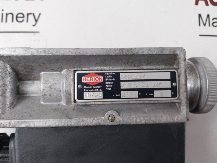 Herion 0820167 Pressure Switch 0.2...12 Bar 250V 6A