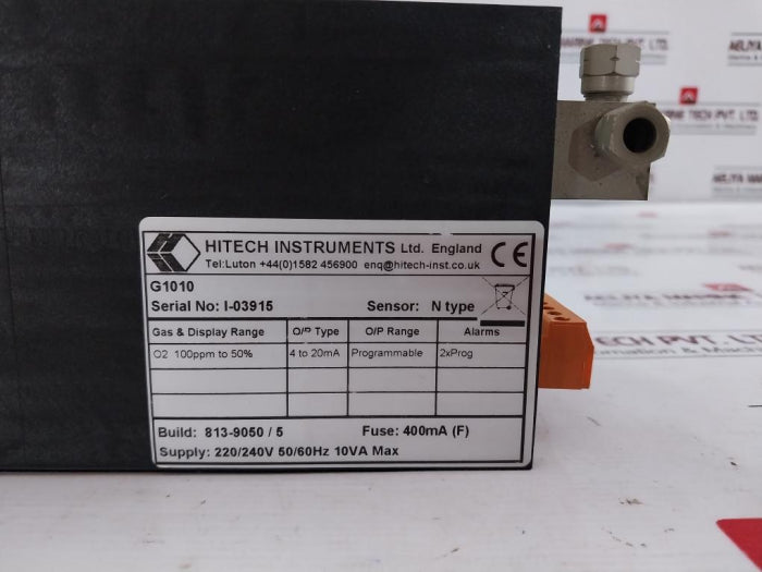 Hitech Instruments G1010 Oxygen Analyser 220/240V 50/60Hz 10Va Max 120-0165-2