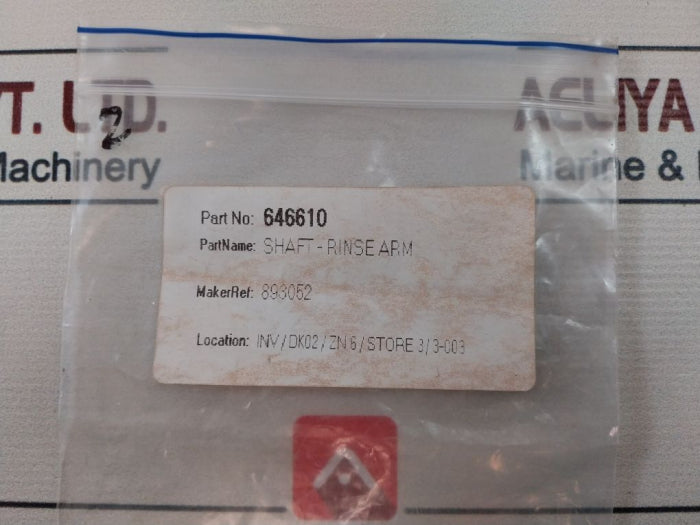 Hobart 00-893052 Rinse Arm Shaft 646610 Was003.008.0510