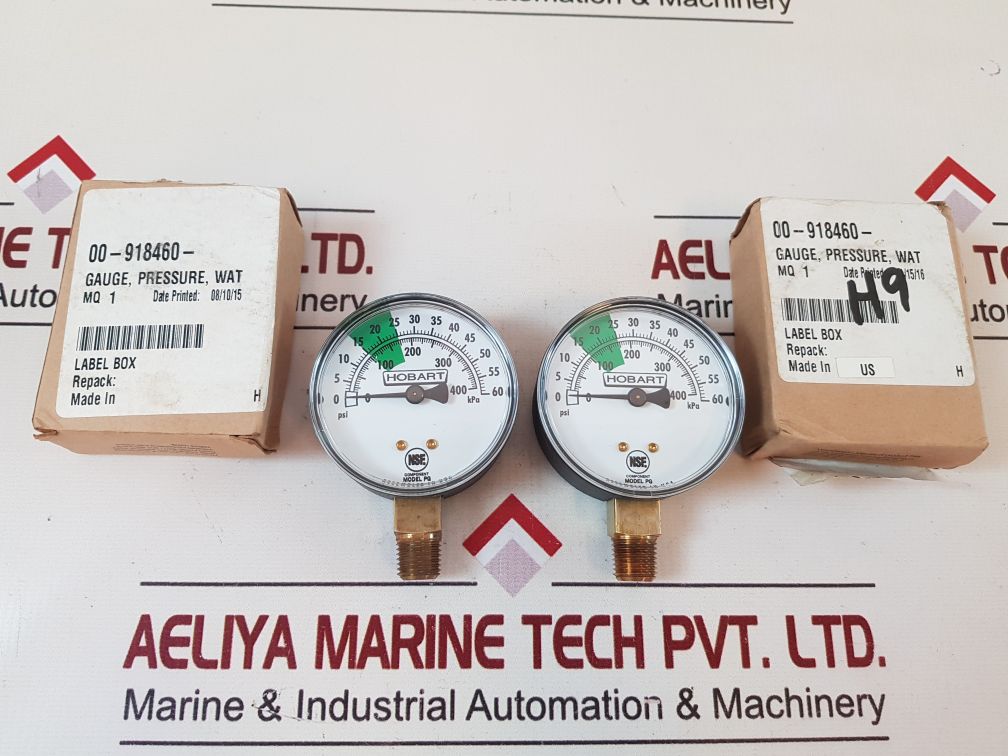 Hobart 00-918460 Water Pressure Gauge 0 To 60 Psi 0 To 400 Kpa