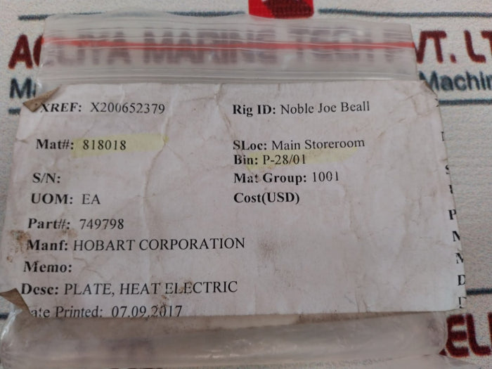 Hobart 749798 Electric Heater Plate 00-749798