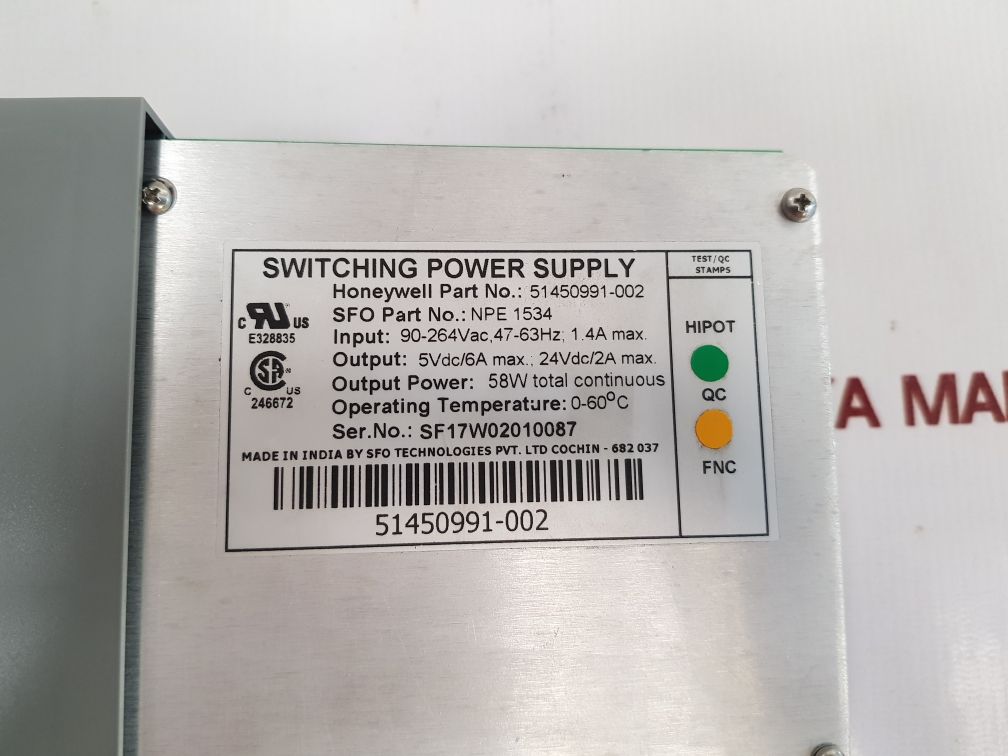 Honeywell 51450991-002 switching power supply npe1534