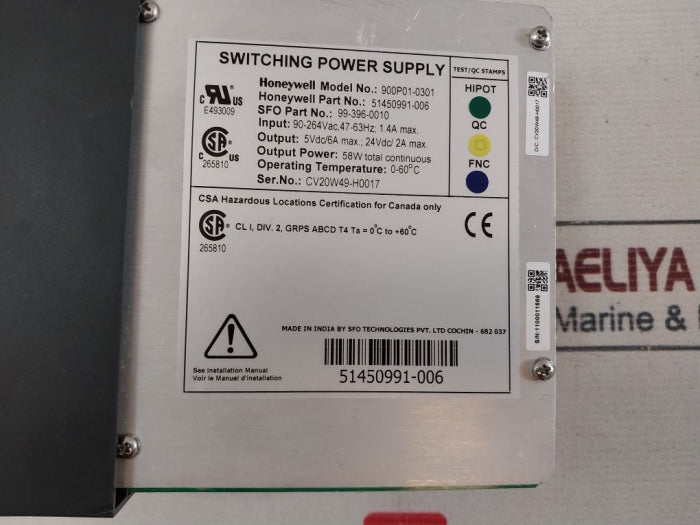 Honeywell 51450991-006 Switching Power Supply 5V/6A 24V/2A
