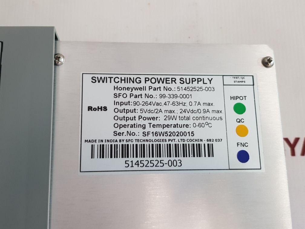 Honeywell 51452525-003 Switching Power Supply