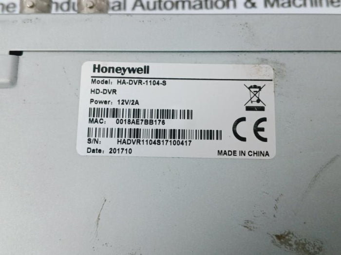 Honeywell Ha-dvr-1104-s Channel Dvr 12V/2A 0018Ae7Bb176