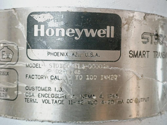 Honeywell Std120-e1A-00000 St9000 Smart Pressure Transmitter 3000 Psi ...