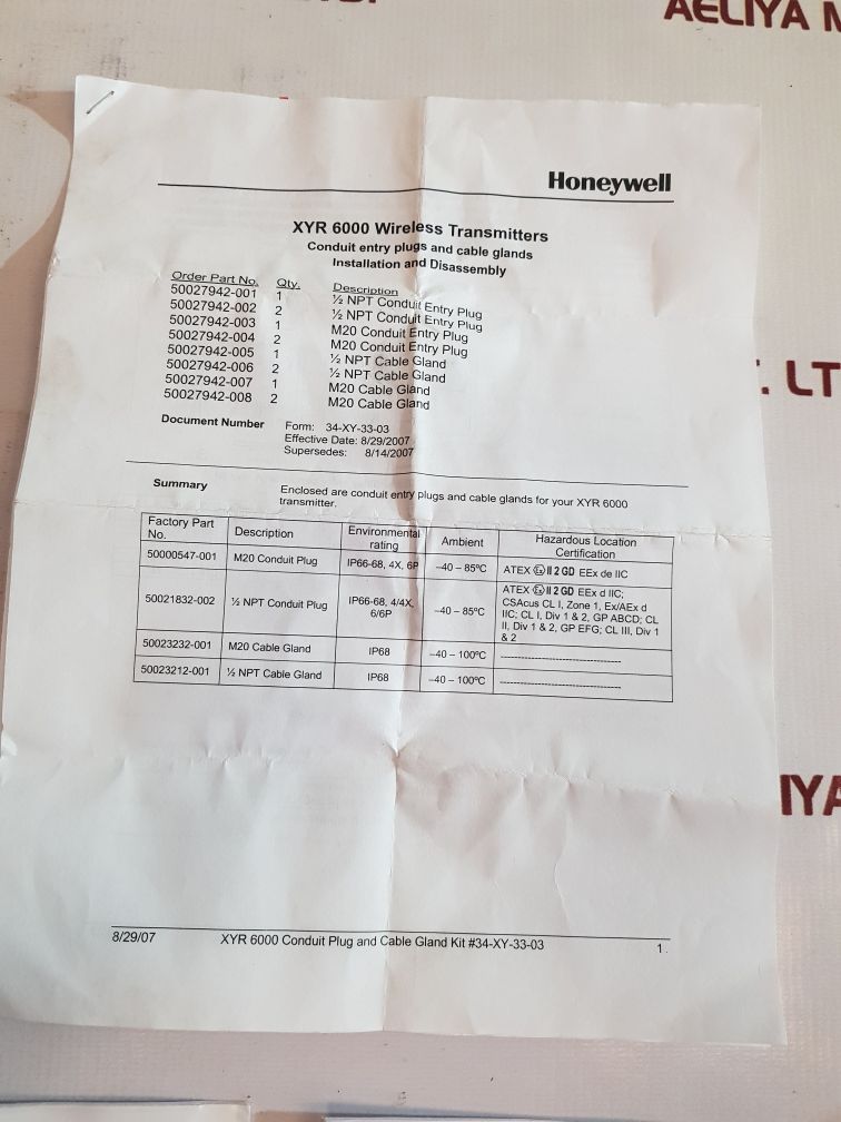 Honeywell Stt850 Temperature Transmitter Stt850-s-0-a-ahc-13C-b-31A0-f1-0000