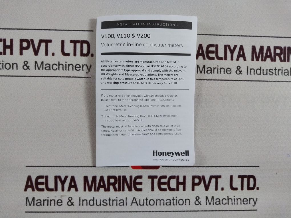 Honeywell V200 Volumetric In-line Cold Water Meter Set R160 Map 16Bar