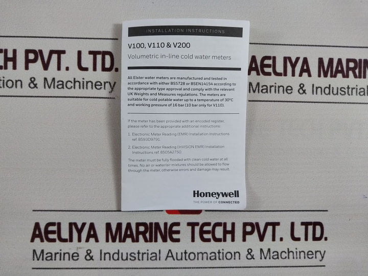 Honeywell V200 Volumetric In-line Cold Water Meter Set R160 Map 16Bar