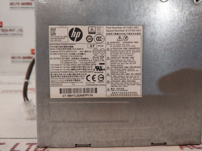 Hp Switching Power Supply Model D10-240P1A P/N 611481-001 240 Watt Rev.D